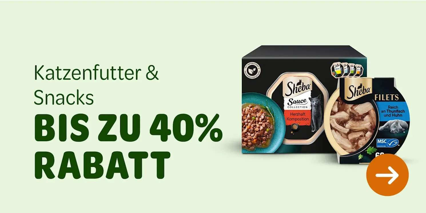 Bis zu 40 % Rabatt auf Sheba Katzenfutter und Snacks