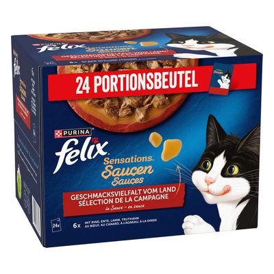 Felix "Sensations" Pouches 24 x 85 g, Geschmacksvielfalt vom Land in Sauce