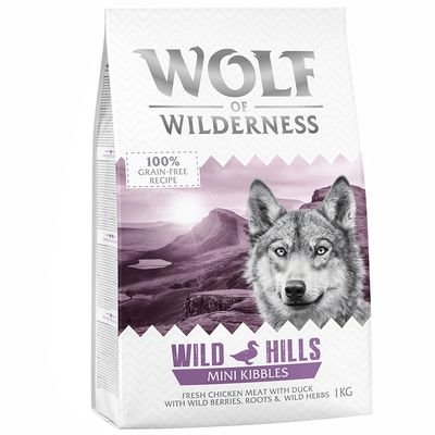 Wolf of Wilderness "Wild Hills" Ente Adult Hundefutter trocken, Sparpaket: 5 x 1 kg MINI