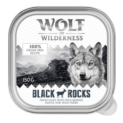 Wolf of Wilderness Adult - Single Meat 6 x 150 g Schale, Black Rocks - Ziege