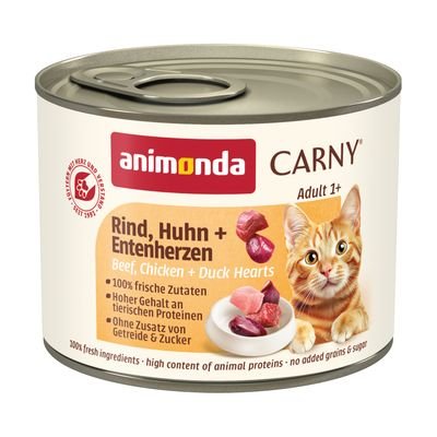 animonda Carny Adult 6 x 200 g, Rind, Huhn & Entenherzen